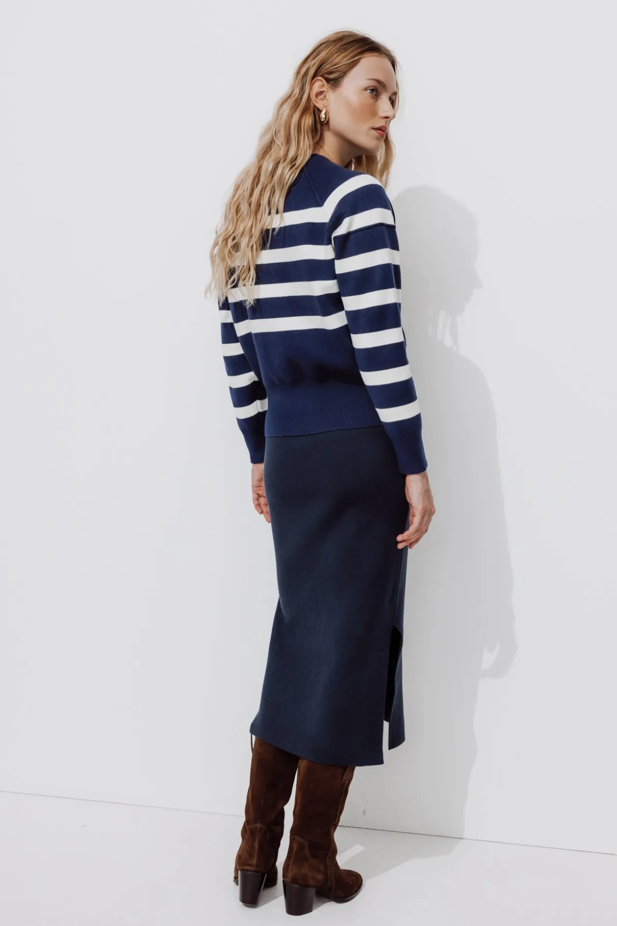 Promod Jupe midi en maille compacte - Marine Store