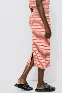Promod Jupe midi en maille Femme - Rayures multicolores Rayuresmulticolores Best