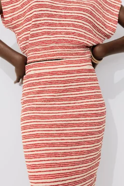 Promod Jupe midi en maille Femme - Rayures multicolores Rayuresmulticolores Best