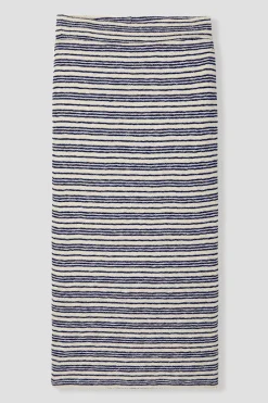 Promod Jupe midi en maille Femme - Rayé bleu Rayébleu Hot