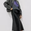 Promod Jupe midi en satin Femme - Noir Shop
