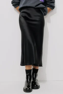 Promod Jupe midi en satin Femme - Noir Shop