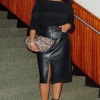Promod Jupe midi en simili Femme - Noir Sale
