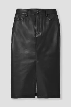 Promod Jupe midi en simili Femme - Noir Sale
