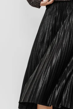Promod Jupe midi plissée effet lamé - Noir Clearance