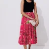 Promod Jupe mi-longue imprimée Femme - Imprimé rose Imprimérose Hot