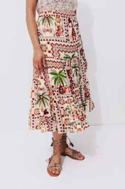 Promod Jupe mi-longue imprimée Femme - Imprimé écru Impriméécru New