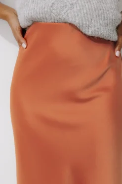 Promod Jupe évasée en satin Femme - Cuivre Cheap
