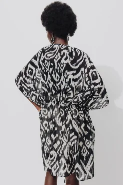 Promod Kimono imprimé Femme - Imprimé noir Impriménoir Online
