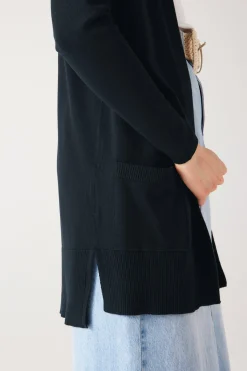 Promod Long gilet en maille fine - Marine Cheap