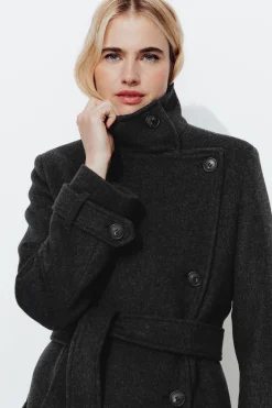 Promod Long manteau en laine Femme - Gris Online