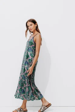 Promod Longue robe à paillettes - Imprimé multicolore Imprimémulticolore Best