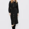 Promod Longue robe en jean Femme - Noir Discount
