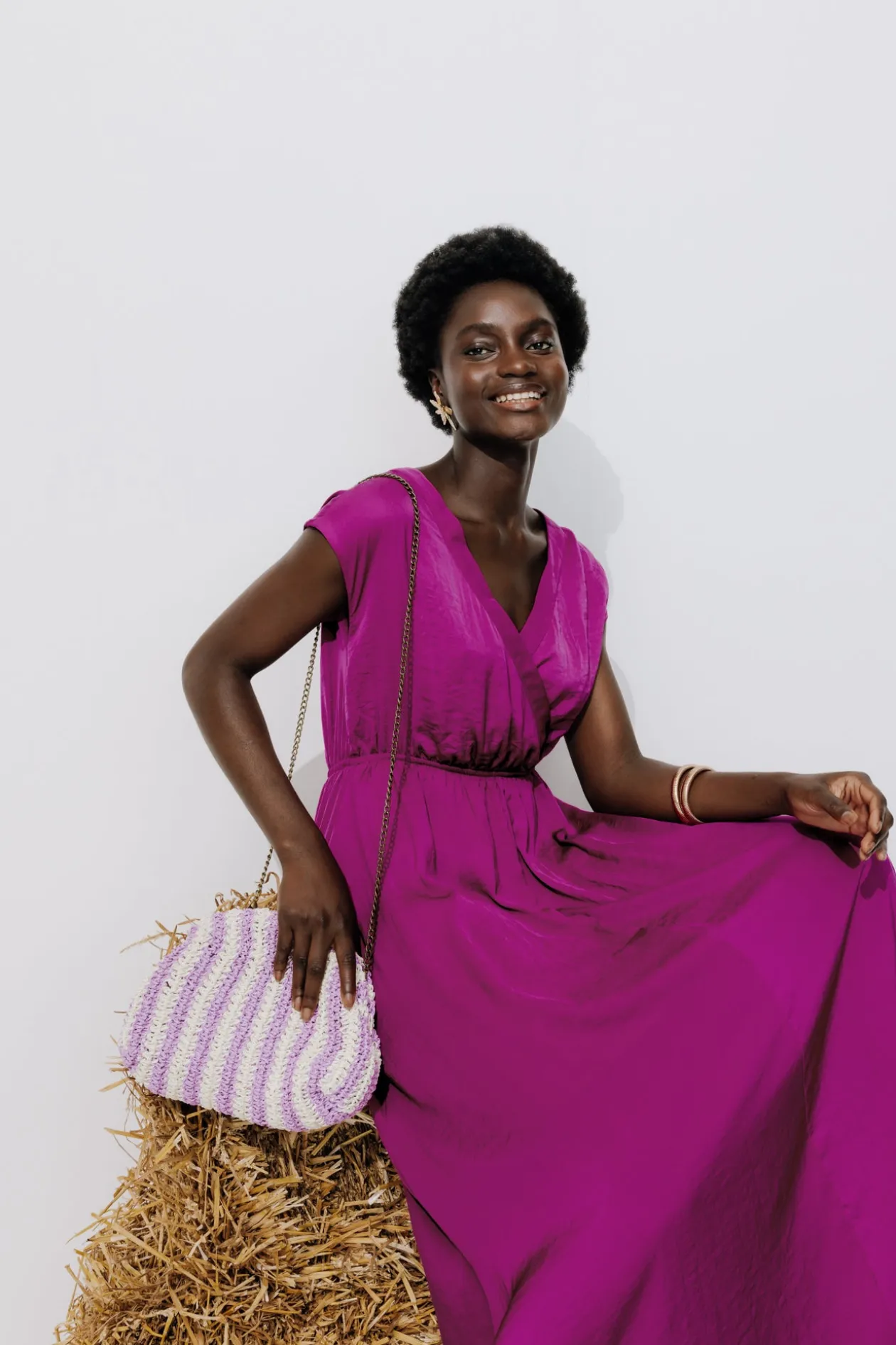 Promod Longue robe soyeuse Femme - Violet Sale
