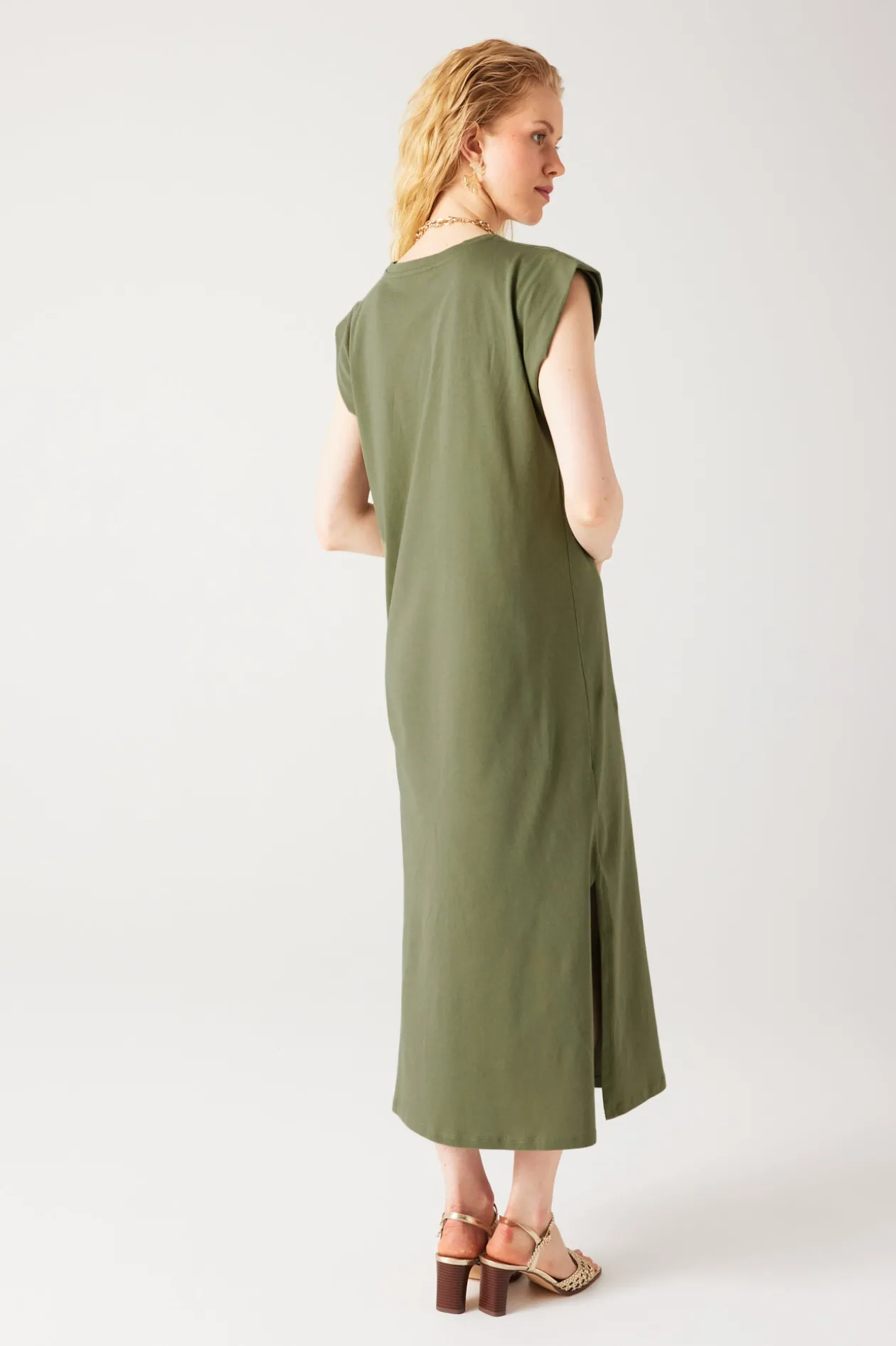 Promod Longue robe t-shirt Femme - Kaki Sale