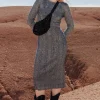 Promod Longue robe-pull pailletée - Argent Fashion