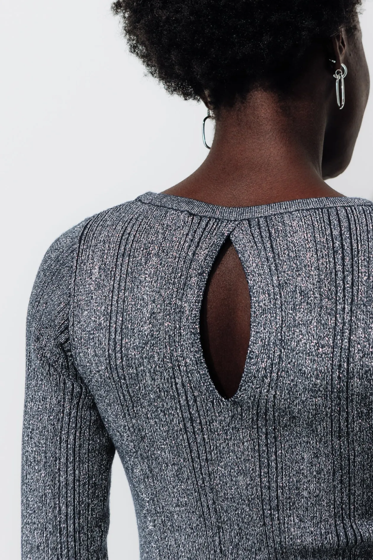 Promod Longue robe-pull pailletée - Argent Fashion