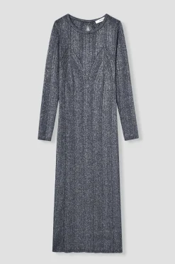Promod Longue robe-pull pailletée - Argent Fashion