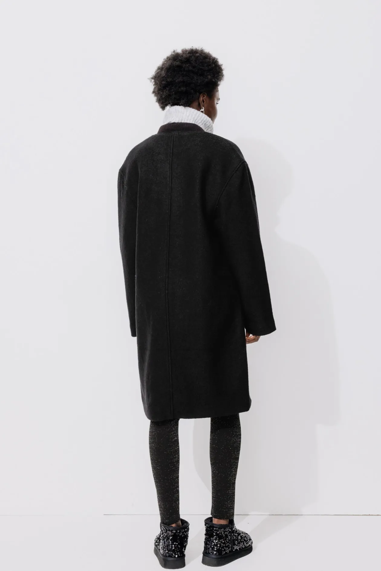 Promod Manteau bomber en laine - Noir Discount