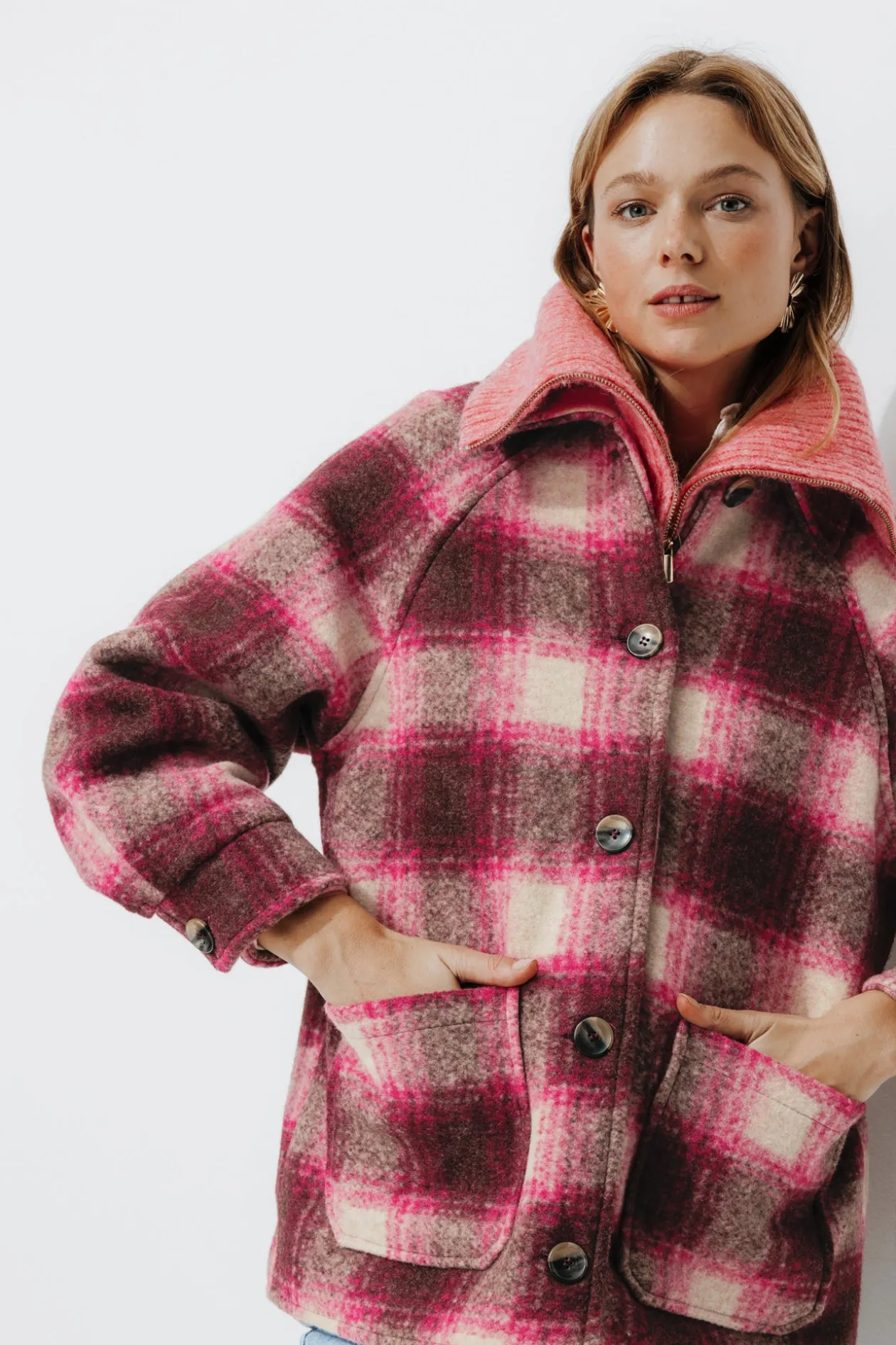 Promod Manteau court à carreaux - Carreaux multicolores Carreauxmulticolores Cheap