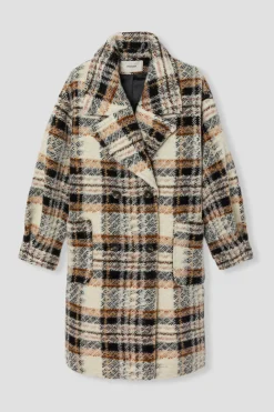 Promod Manteau en laine à carreaux - Carreaux écrus Carreauxécrus New