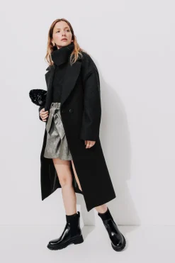 Promod Manteau en laine mélangée - Noir Clearance