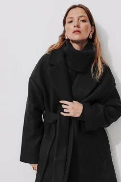 Promod Manteau en laine mélangée - Noir Clearance