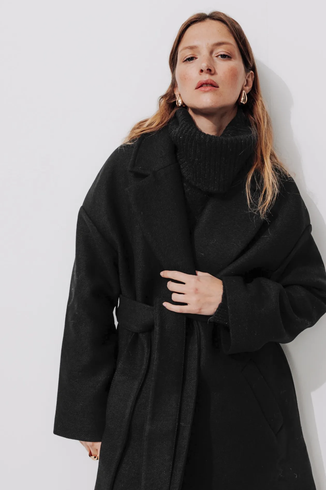 Promod Manteau en laine mélangée - Noir Clearance