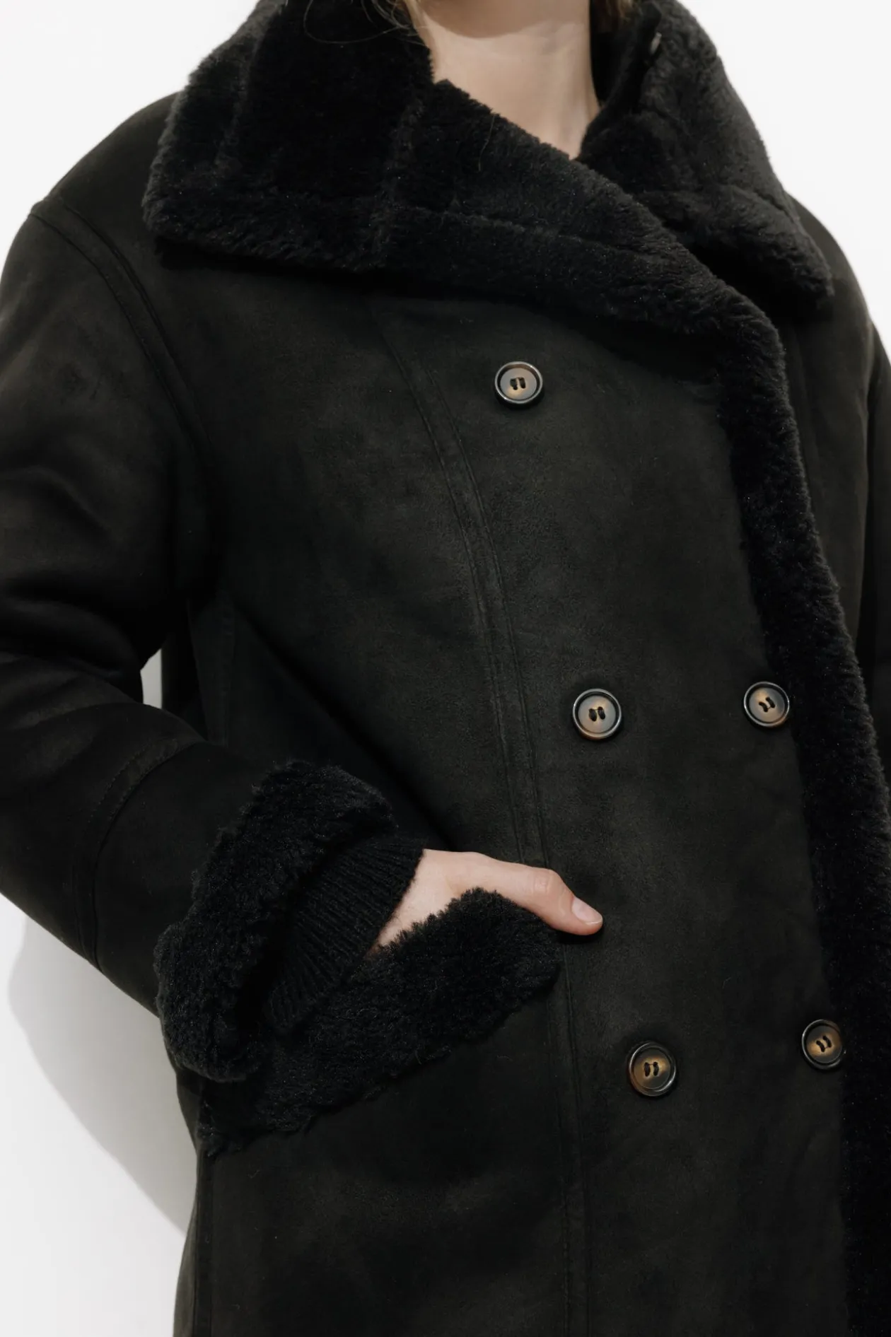 Promod Manteau en moumoute retournée - Noir Store