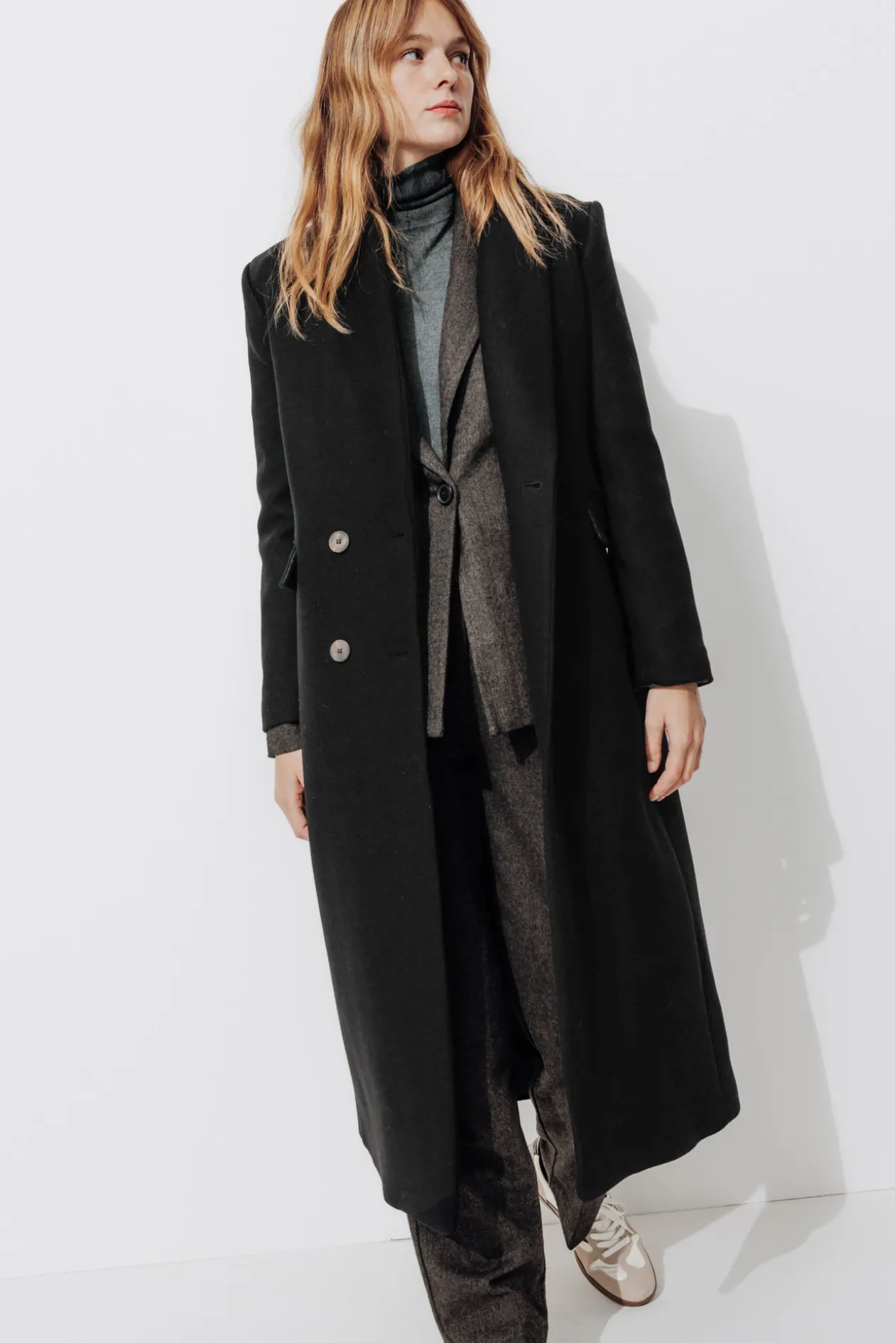 Promod Manteau long en laine Femme - Noir Fashion