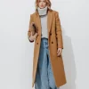 Promod Manteau long en laine Femme - Camel Online