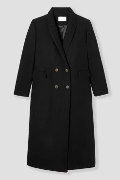Promod Manteau long en laine Femme - Noir Fashion