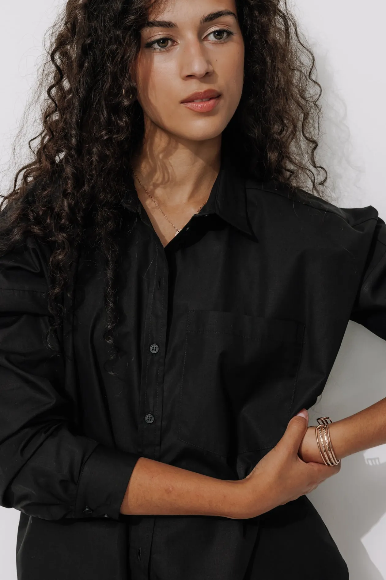 Promod Maxi-chemise unie éco-conçue - Noir Hot