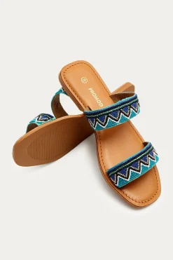 Promod Mules perlées Femme - Bleu Clearance