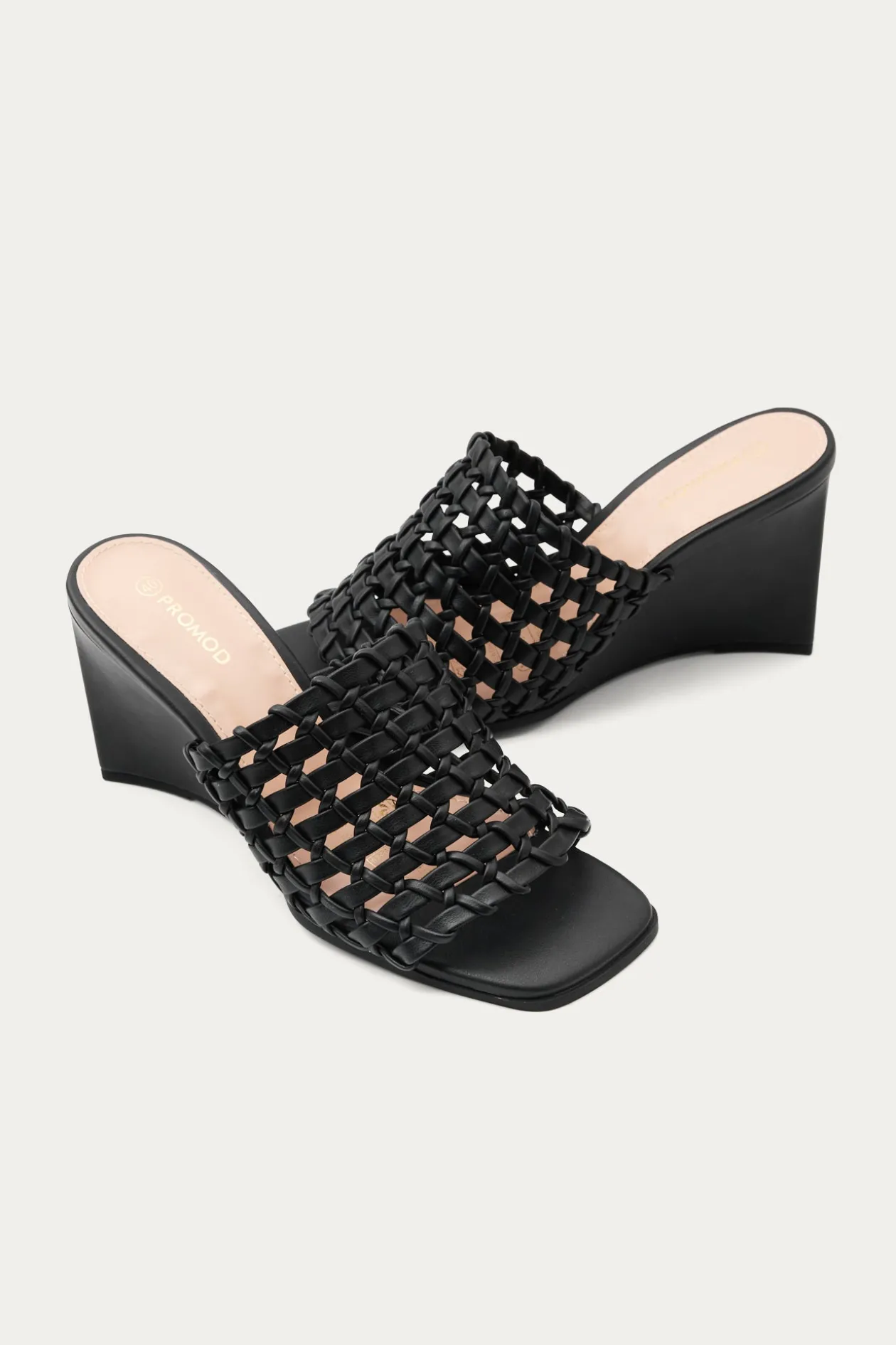 Promod Mules tressées Femme - Noir Discount