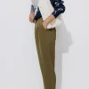 Promod Pantalon à pinces Femme - Kaki Cheap