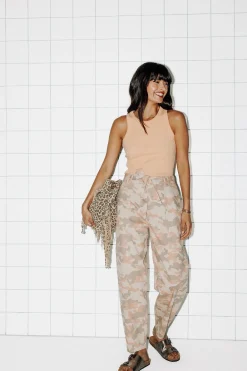 Promod Pantalon baggy imprimé Femme - Imprimé Pêche ImpriméPêche New
