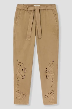 Promod Pantalon broderie anglaise - Beige Shop