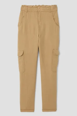 Promod Pantalon cargo en lin Femme - Sable Shop