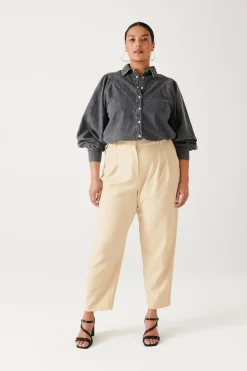 Promod Pantalon carrot taille haute - Beige Discount