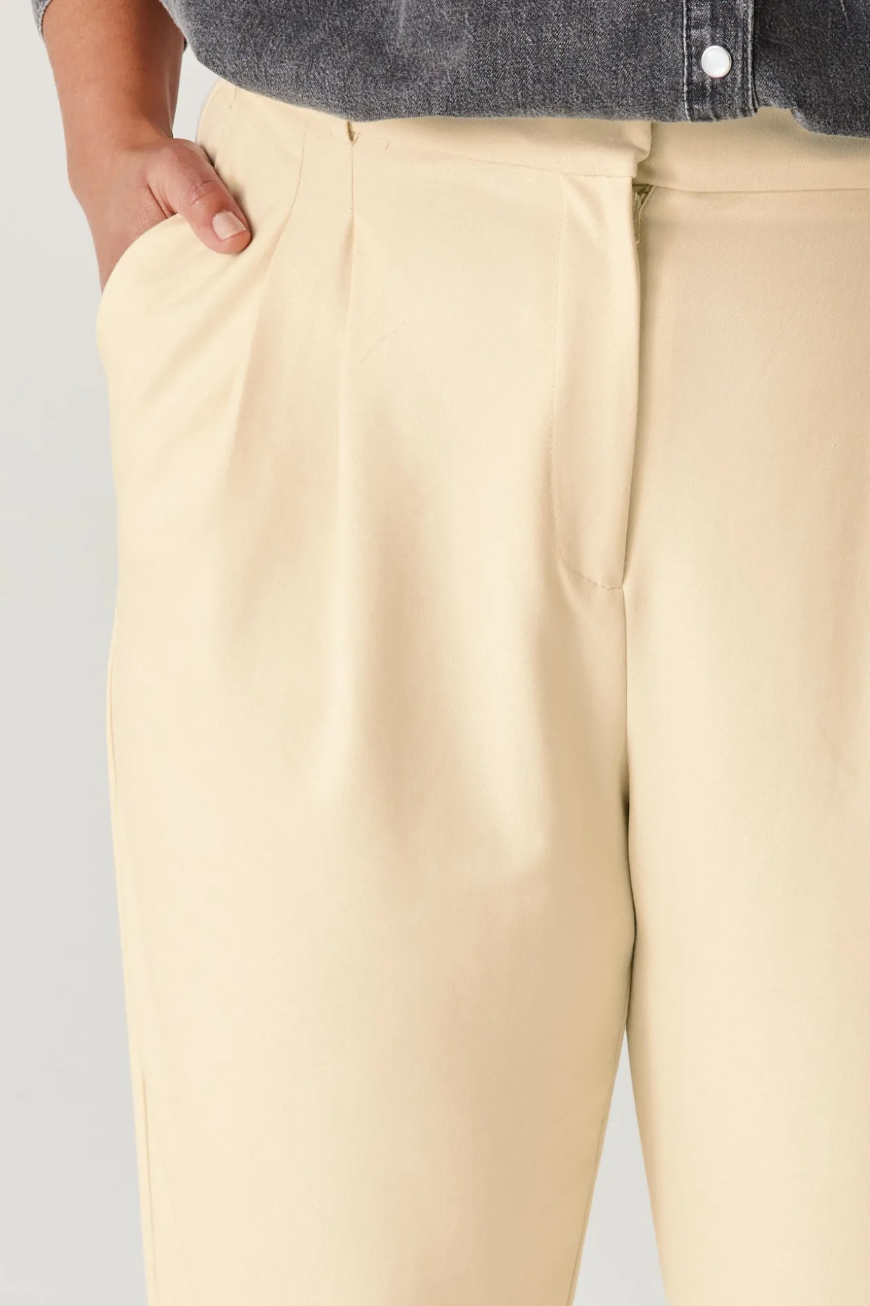 Promod Pantalon carrot taille haute - Beige Discount