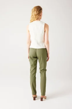 Promod Pantalon chino ceinturé Femme - Kaki Sale