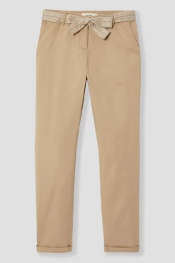 Promod Pantalon chino ceinturé Femme - Ecru Discount