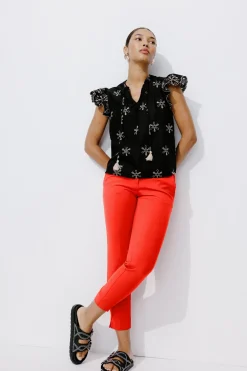 Promod Pantalon cigarette Femme - Rouge Sale