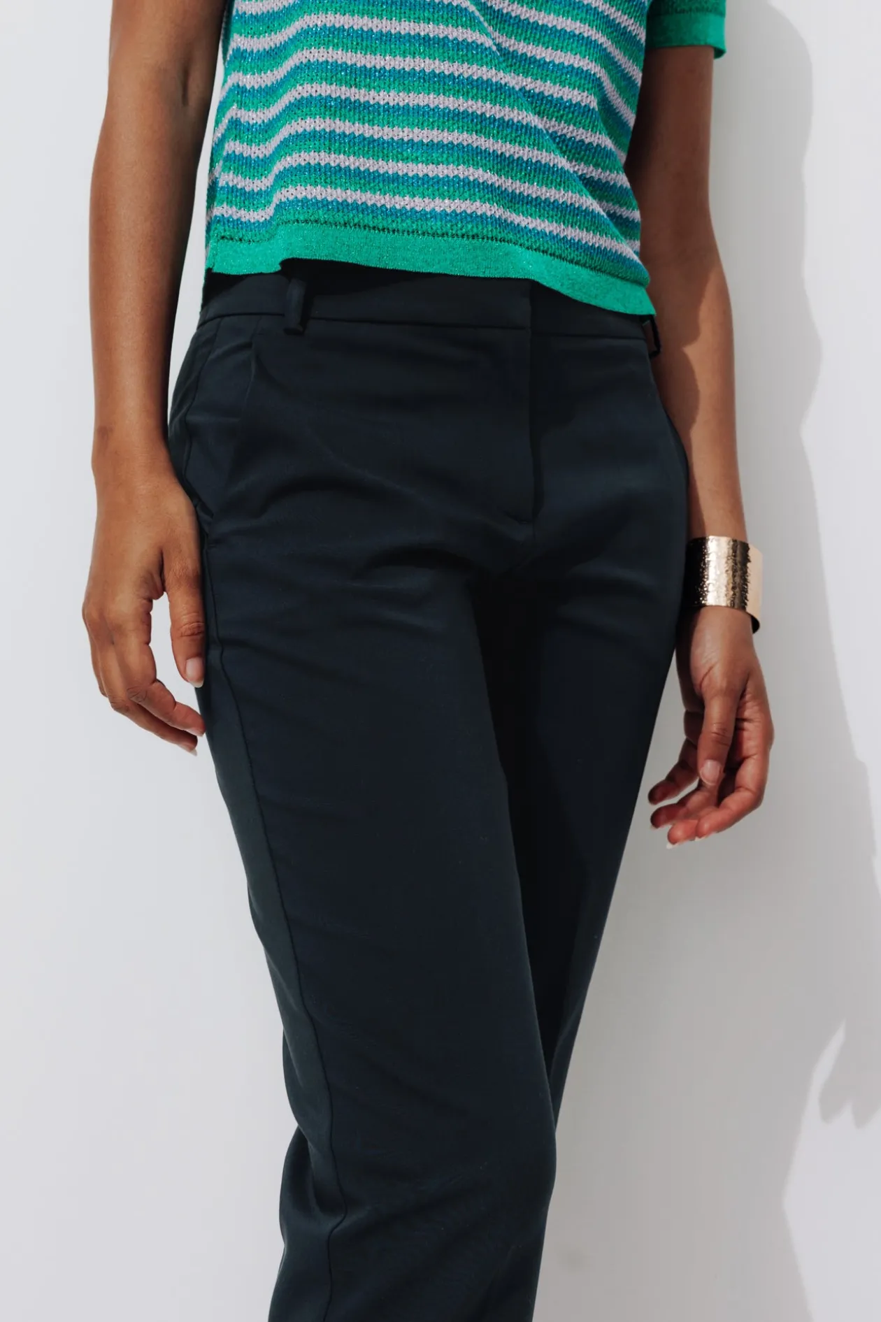 Promod Pantalon cigarette uni Femme - Marine Online