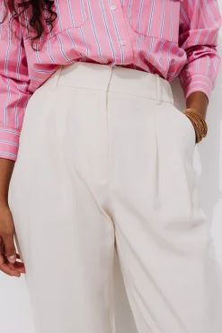 Promod Pantalon de tailleur Femme - Ecru Discount
