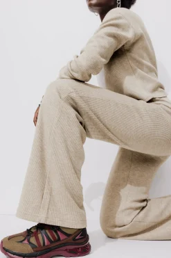 Promod Pantalon droit jersey côtelé - Beige Flash Sale