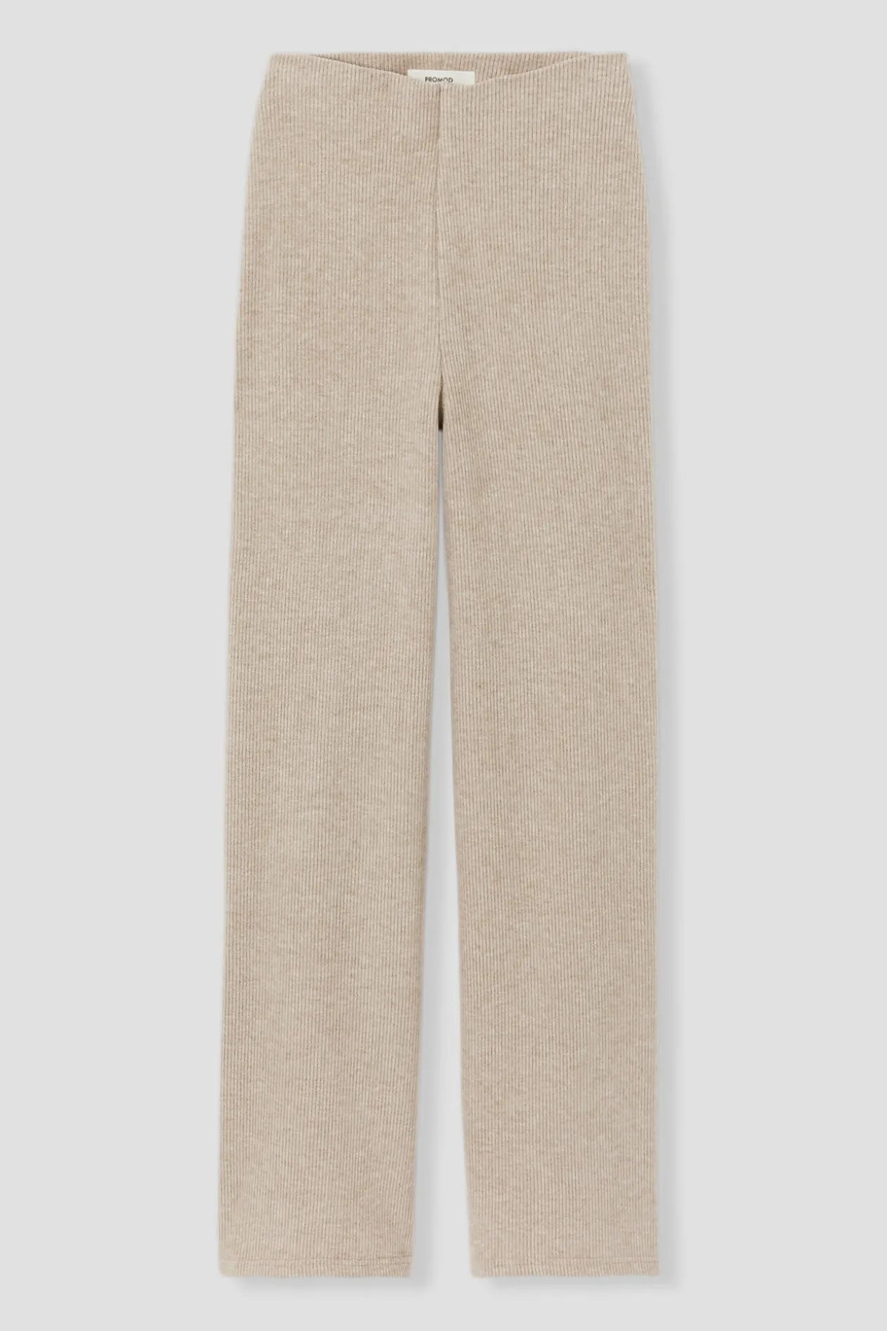 Promod Pantalon droit jersey côtelé - Beige Flash Sale