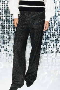 Promod Pantalon droit pailleté Femme - Noir New