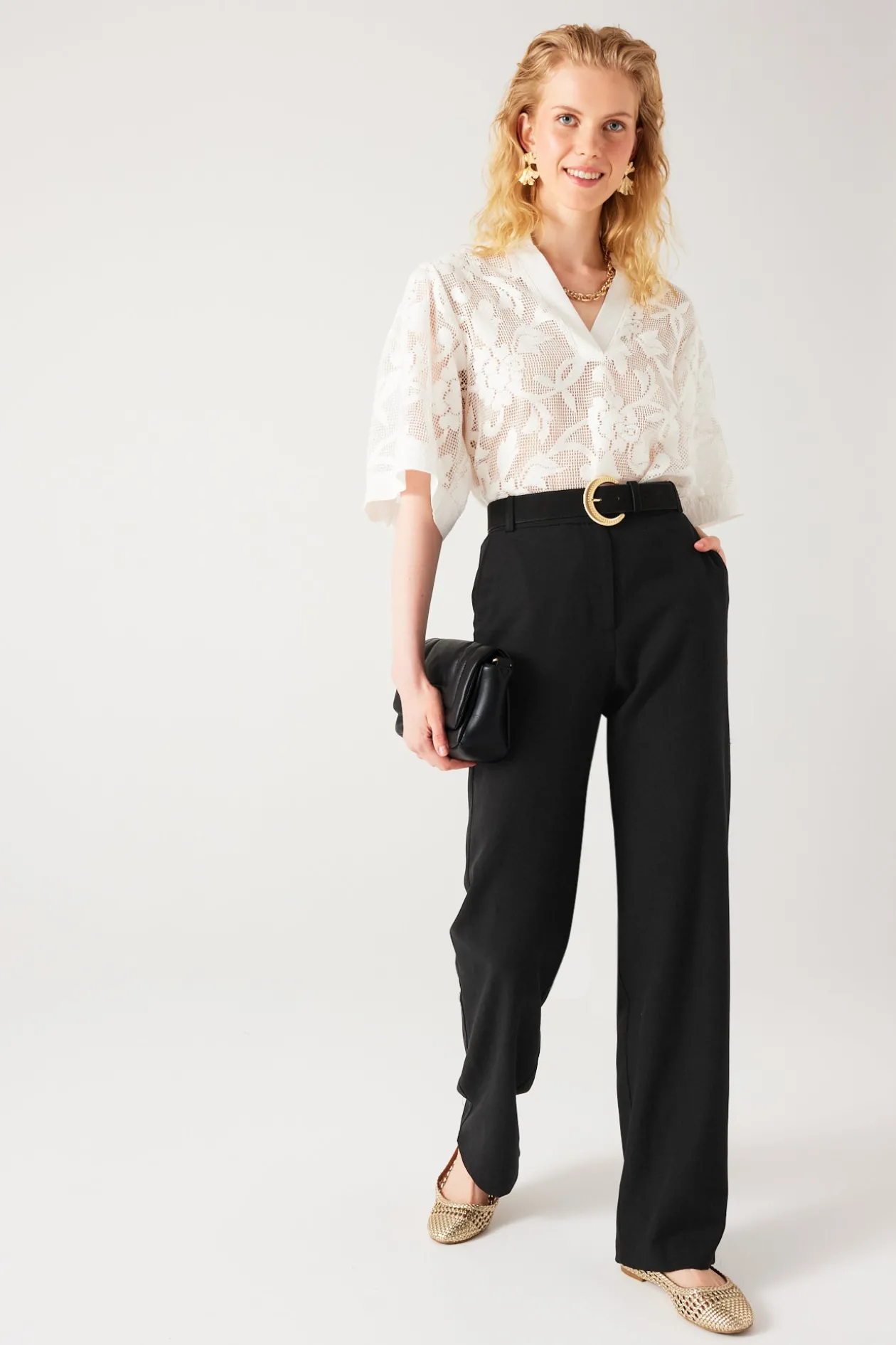 Promod Pantalon droit taille haute - Noir Online